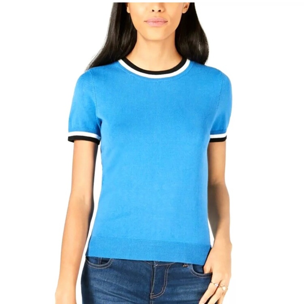 Maison Jules Ringer-Stripe Sweater Bright Blue